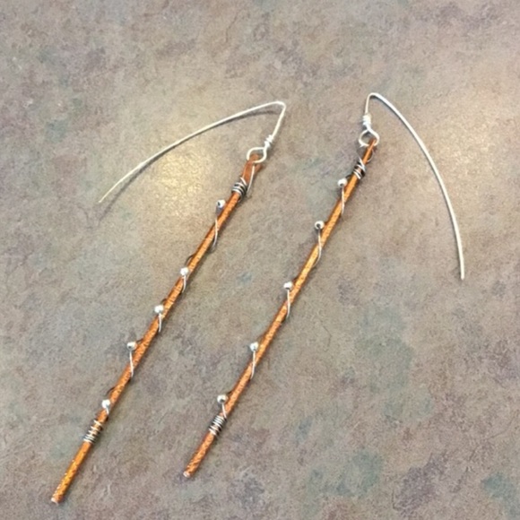 Artisan Jewelry - NEW Earrings Copper Silver Wrap Hanging Jewelry